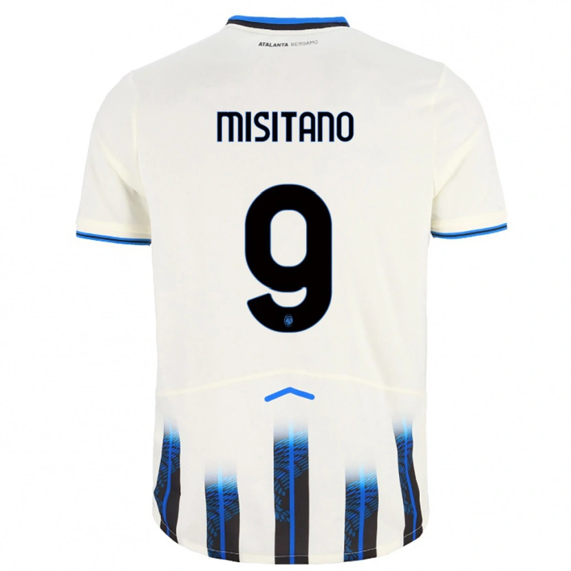 Danxen Niño Camiseta Giulio Misitano #9 Blanco Azul 2ª Equipación 2025/26 La Camisa