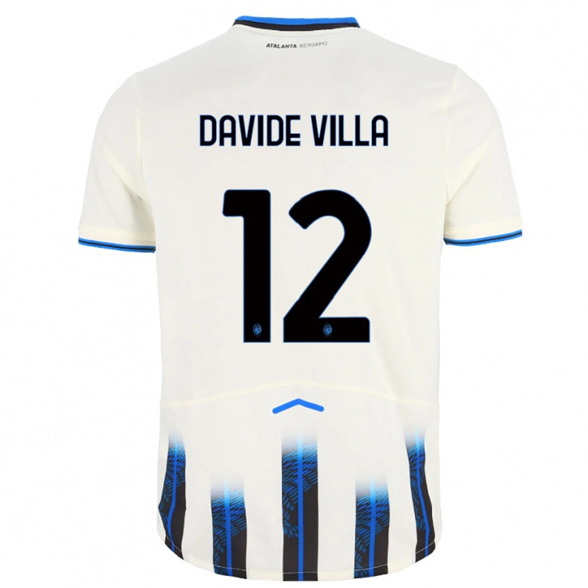 Danxen Niño Camiseta Matteo Davide Villa #12 Blanco Azul 2ª Equipación 2025/26 La Camisa
