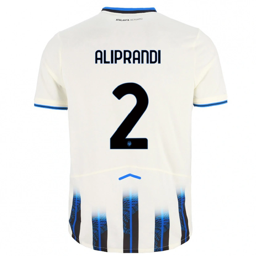 Danxen Niño Camiseta Mattia Aliprandi #2 Blanco Azul 2ª Equipación 2025/26 La Camisa