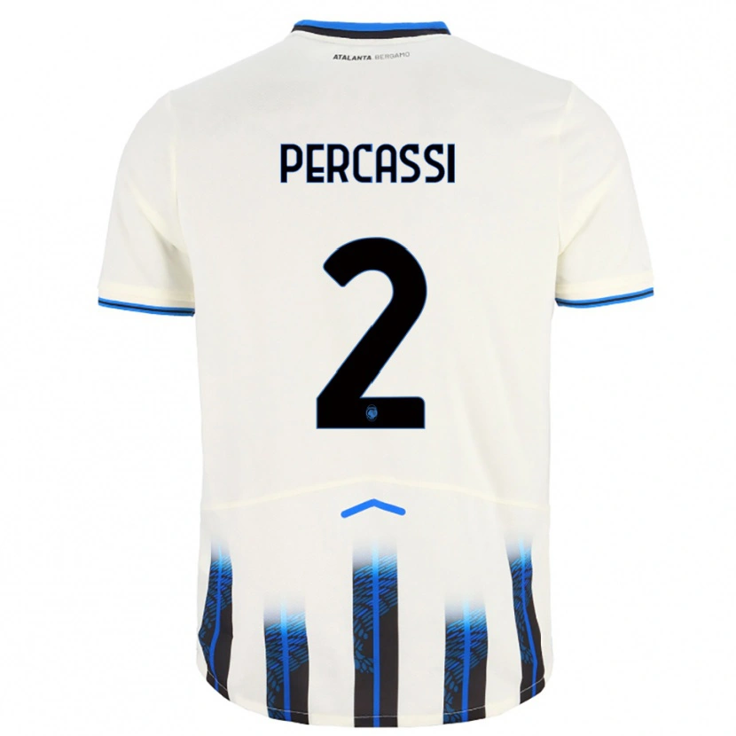 Danxen Niño Camiseta Giovanni Percassi #2 Blanco Azul 2ª Equipación 2025/26 La Camisa