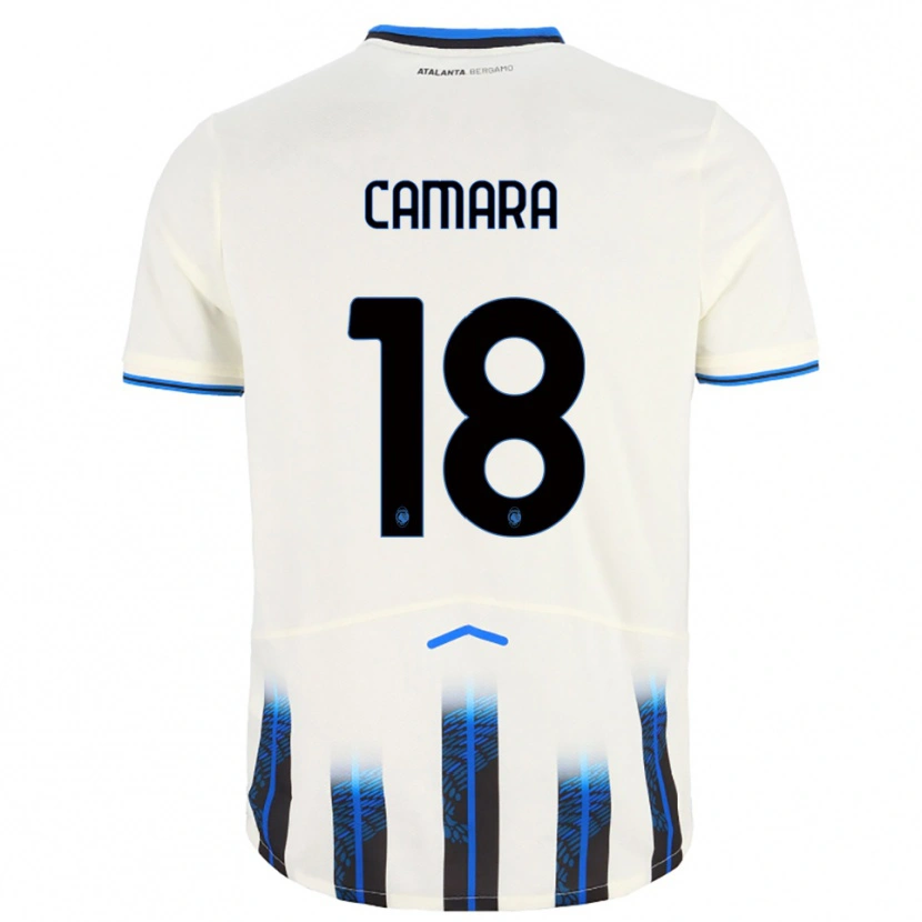 Danxen Niño Camiseta Ibrahima Camara #18 Blanco Azul 2ª Equipación 2025/26 La Camisa