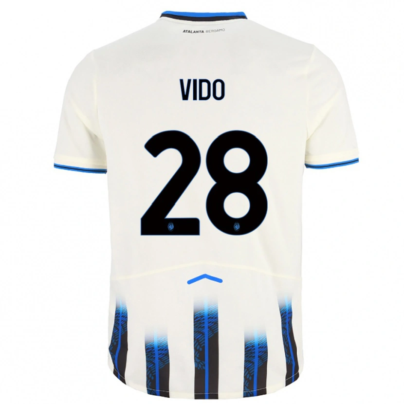 Danxen Niño Camiseta Luca Vido #28 Blanco Azul 2ª Equipación 2025/26 La Camisa