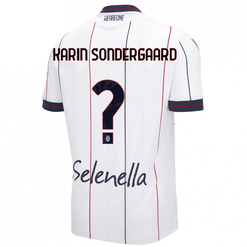 Danxen Niño Camiseta Alice Karin Sondergaard #0 Blanco Azul Real 2ª Equipación 2025/26 La Camisa
