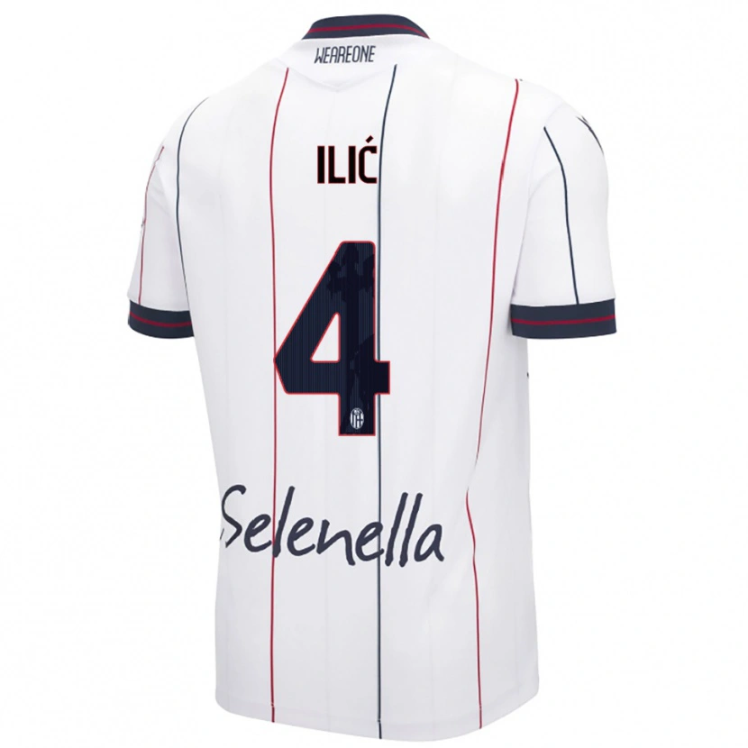 Danxen Niño Camiseta Mihajlo Ilić #4 Blanco Azul Real 2ª Equipación 2025/26 La Camisa