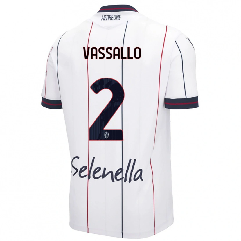 Danxen Niño Camiseta Giacomo Vassallo #2 Blanco Azul Real 2ª Equipación 2025/26 La Camisa
