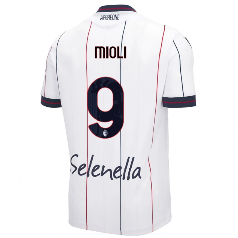 Danxen Niño Camiseta Mattia Mioli #9 Blanco Azul Real 2ª Equipación 2025/26 La Camisa