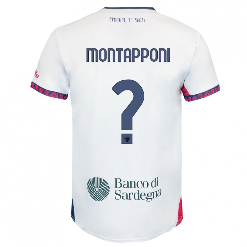Danxen Niño Camiseta Leonardo Montapponi #0 Blanco Marino Rojo 2ª Equipación 2025/26 La Camisa