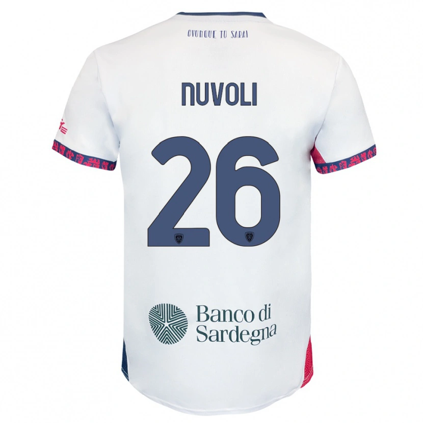 Danxen Niño Camiseta Matteo Nuvoli #26 Blanco Marino Rojo 2ª Equipación 2025/26 La Camisa