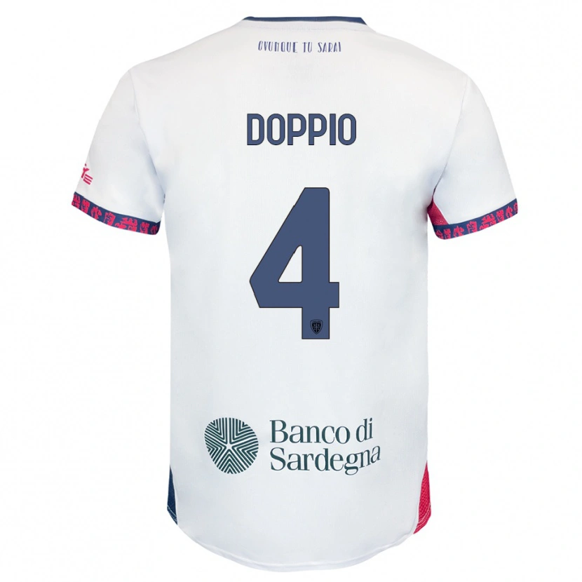 Danxen Niño Camiseta Andrea Doppio #4 Blanco Marino Rojo 2ª Equipación 2025/26 La Camisa