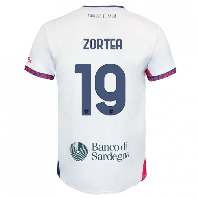 Danxen Niño Camiseta Nadir Zortea #19 Blanco Marino Rojo 2ª Equipación 2025/26 La Camisa