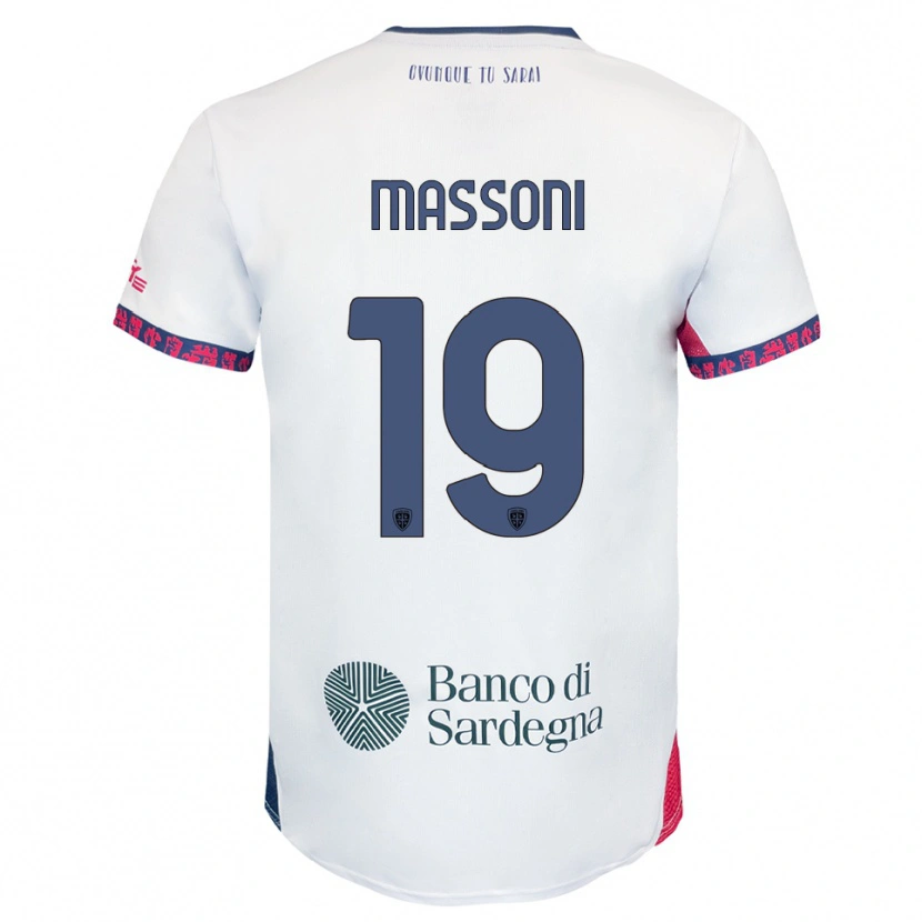 Danxen Niño Camiseta Nicholas Massoni #19 Blanco Marino Rojo 2ª Equipación 2025/26 La Camisa