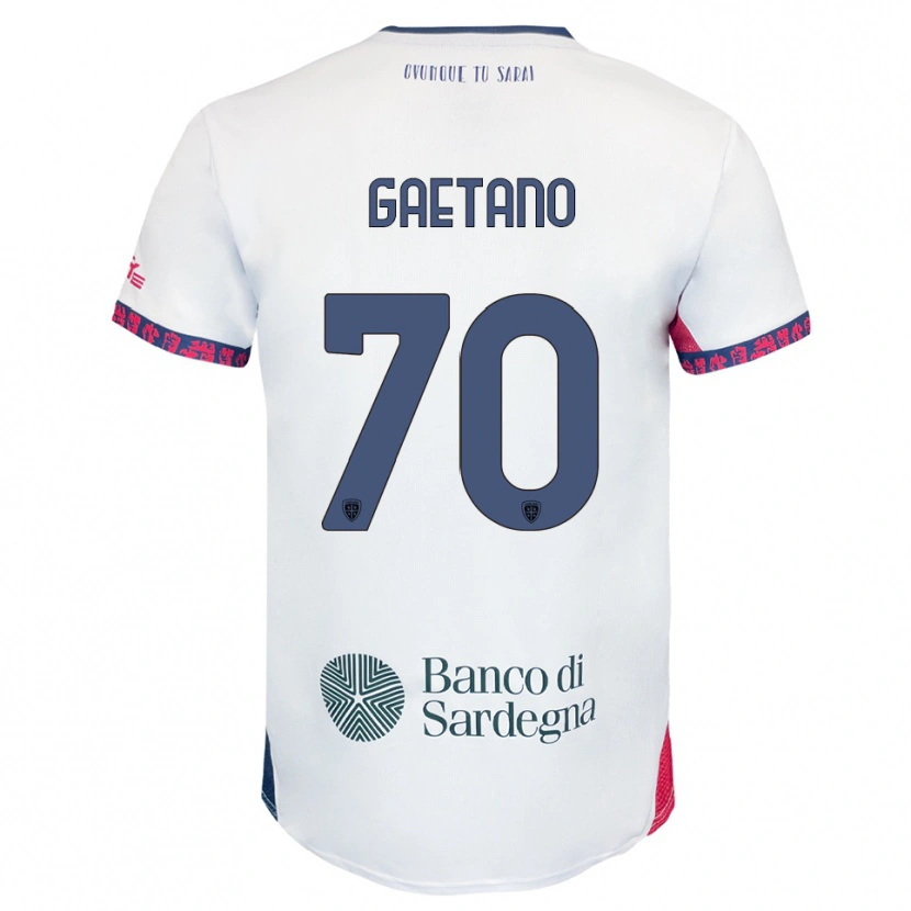 Danxen Niño Camiseta Gianluca Gaetano #70 Blanco Marino Rojo 2ª Equipación 2025/26 La Camisa