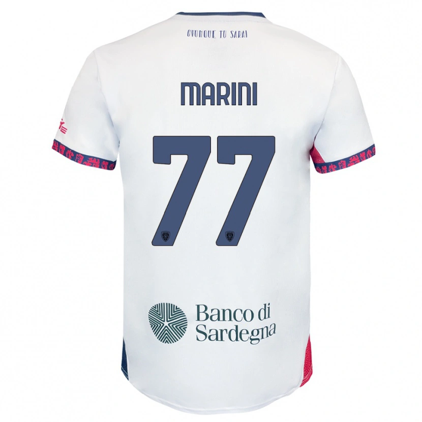 Danxen Niño Camiseta Matteo Marini #77 Blanco Marino Rojo 2ª Equipación 2025/26 La Camisa
