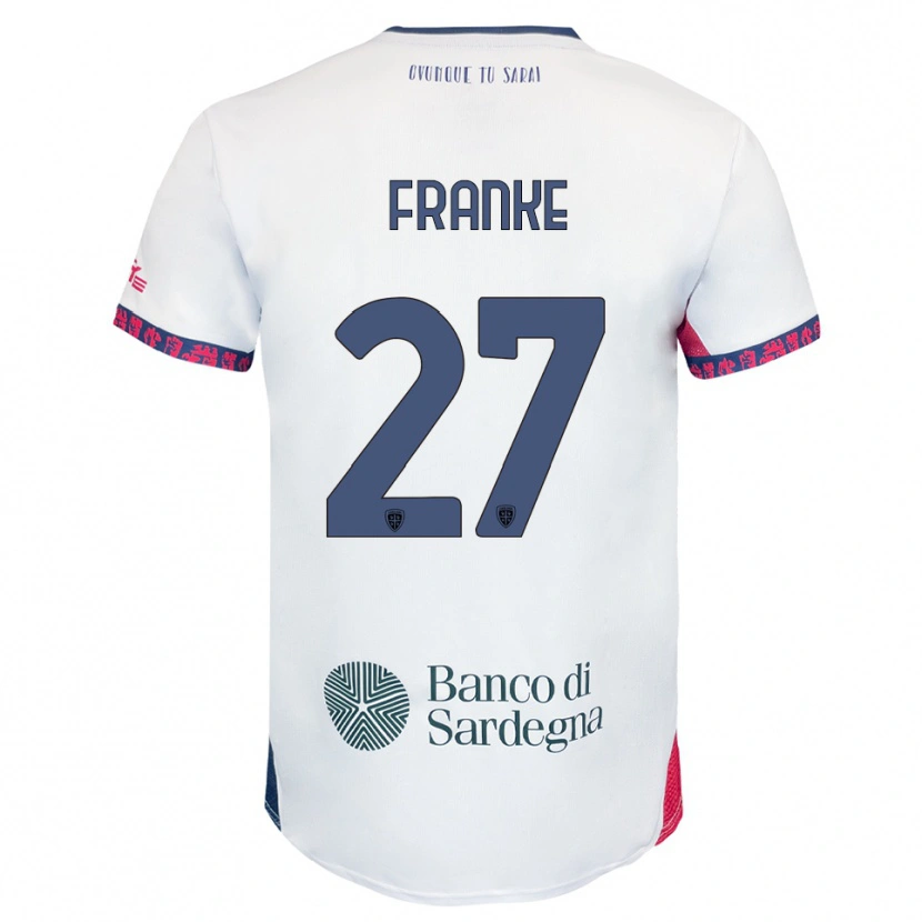 Danxen Niño Camiseta Antoni Franke #27 Blanco Marino Rojo 2ª Equipación 2025/26 La Camisa