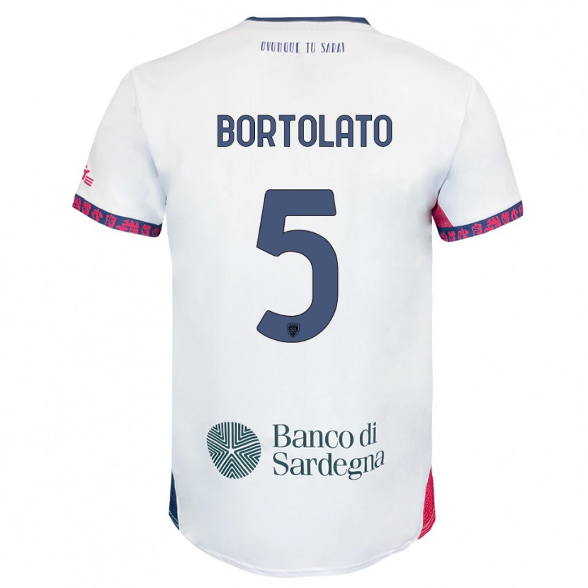 Danxen Niño Camiseta Filippo Bortolato #5 Blanco Marino Rojo 2ª Equipación 2025/26 La Camisa