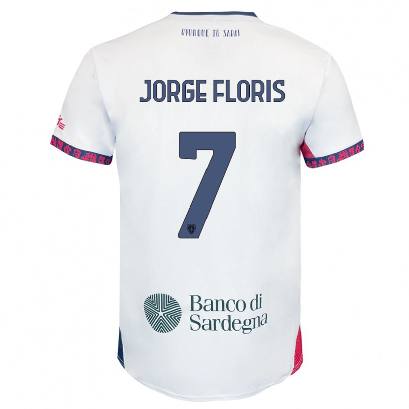 Danxen Niño Camiseta Nicolò Jorge Floris #7 Blanco Marino Rojo 2ª Equipación 2025/26 La Camisa
