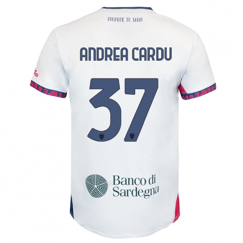 Danxen Niño Camiseta Giovanni Andrea Cardu #37 Blanco Marino Rojo 2ª Equipación 2025/26 La Camisa