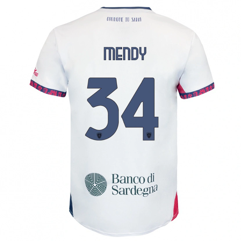 Danxen Niño Camiseta Paul Mendy #34 Blanco Marino Rojo 2ª Equipación 2025/26 La Camisa