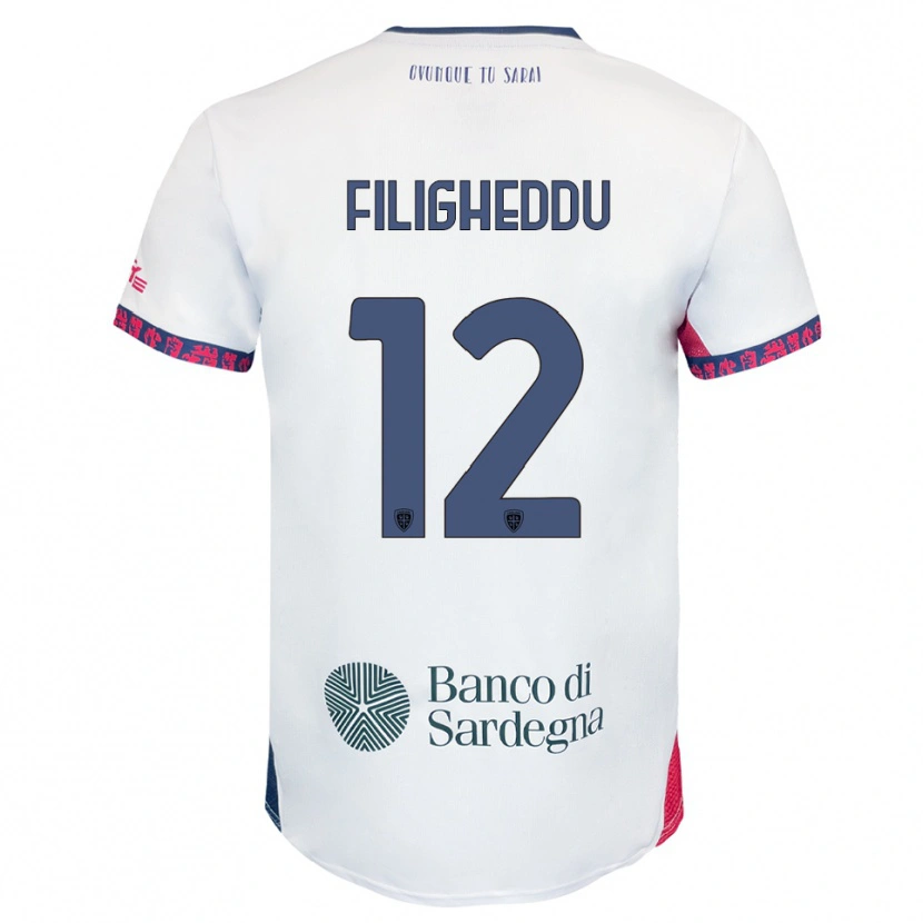 Danxen Niño Camiseta Daniele Filigheddu #12 Blanco Marino Rojo 2ª Equipación 2025/26 La Camisa