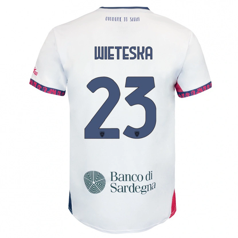 Danxen Niño Camiseta Mateusz Wieteska #23 Blanco Marino Rojo 2ª Equipación 2025/26 La Camisa