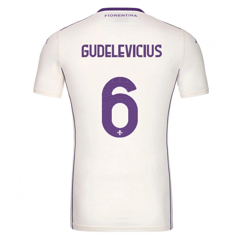 Danxen Niño Camiseta Ernestas Gudelevičius #6 Blanco Púrpura Rojo 2ª Equipación 2025/26 La Camisa