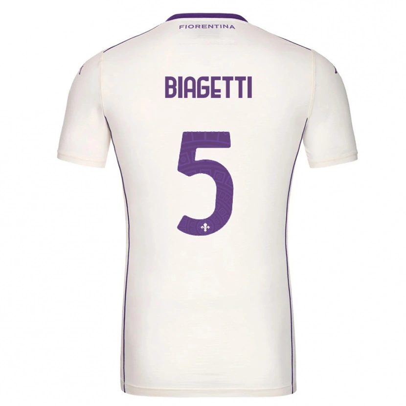 Danxen Niño Camiseta Christian Biagetti #5 Blanco Púrpura Rojo 2ª Equipación 2025/26 La Camisa