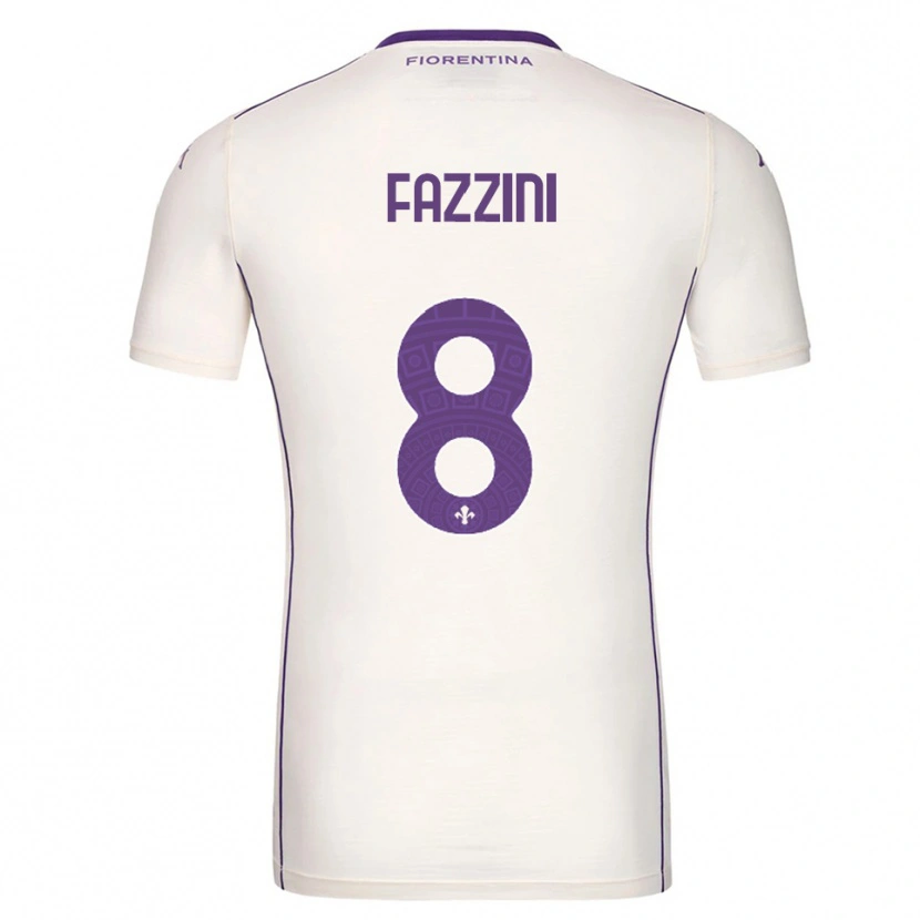 Danxen Niño Camiseta Jacopo Fazzini #8 Blanco Púrpura Rojo 2ª Equipación 2025/26 La Camisa