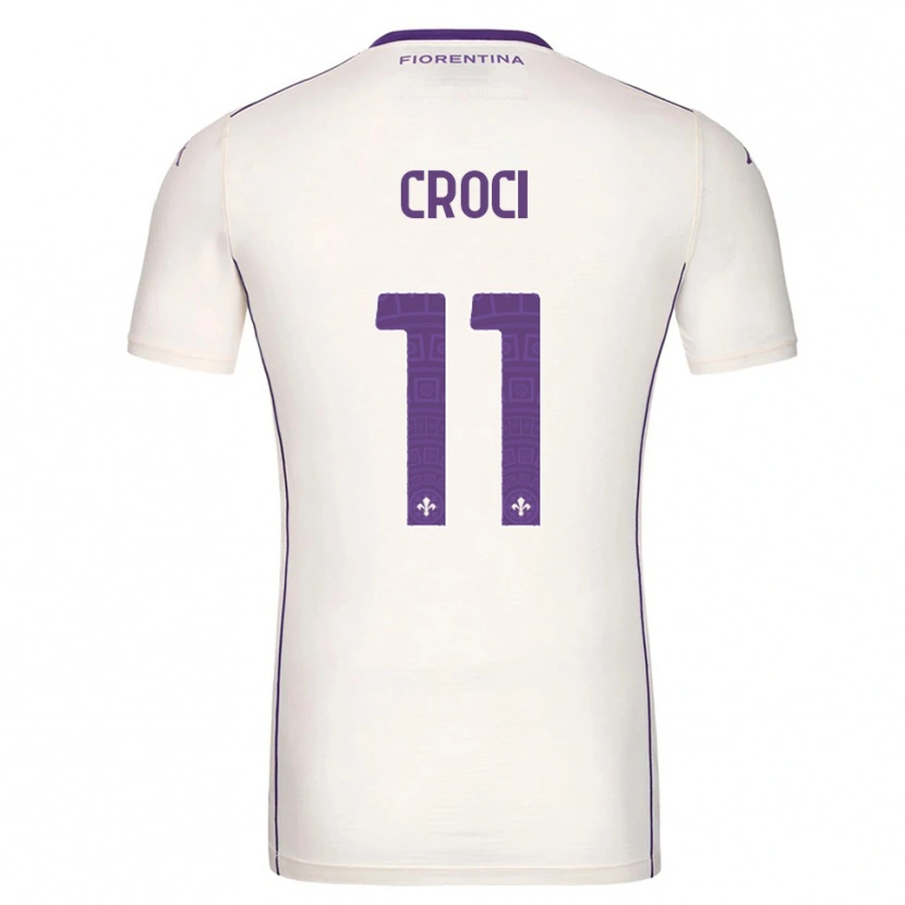 Danxen Niño Camiseta Federico Croci #11 Blanco Púrpura Rojo 2ª Equipación 2025/26 La Camisa