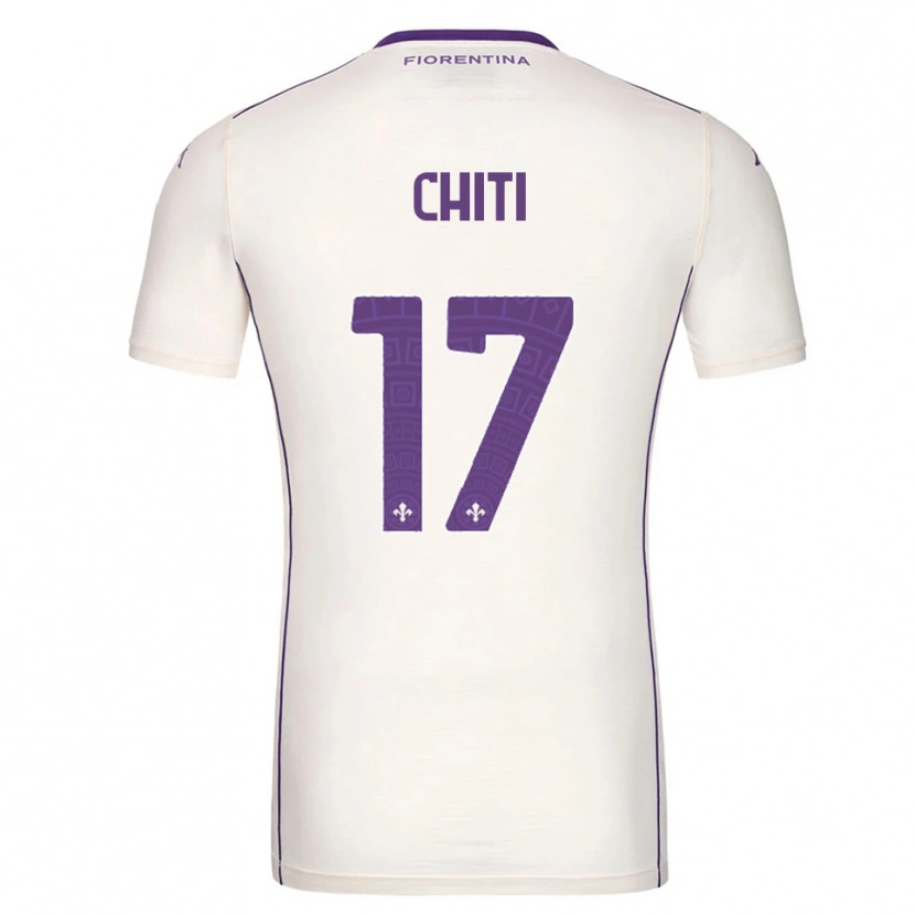 Danxen Niño Camiseta Alessio Chiti #17 Blanco Púrpura Rojo 2ª Equipación 2025/26 La Camisa