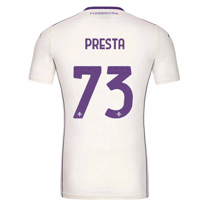 Danxen Niño Camiseta Francesco Presta #73 Blanco Púrpura Rojo 2ª Equipación 2025/26 La Camisa