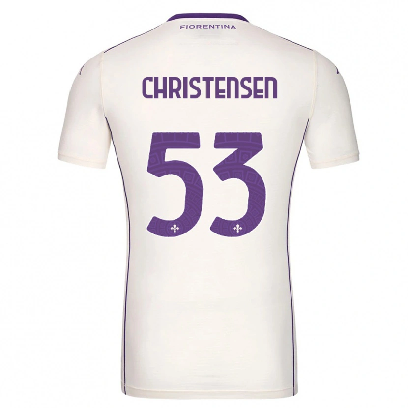 Danxen Niño Camiseta Oliver Christensen #53 Blanco Púrpura Rojo 2ª Equipación 2025/26 La Camisa