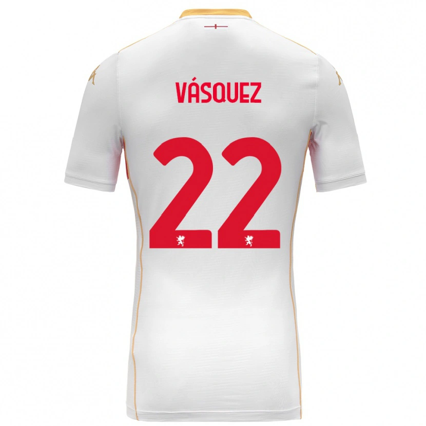 Danxen Niño Camiseta Johan Vásquez #22 Blanco Rojo 2ª Equipación 2025/26 La Camisa