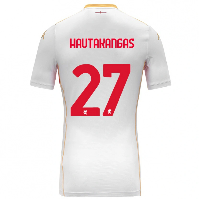 Danxen Niño Camiseta Pietu Hautakangas #27 Blanco Rojo 2ª Equipación 2025/26 La Camisa