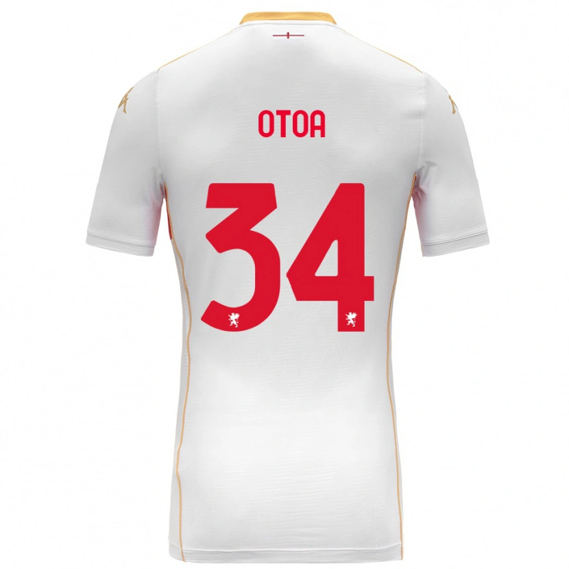 Danxen Niño Camiseta Sebastian Otoa #34 Blanco Rojo 2ª Equipación 2025/26 La Camisa