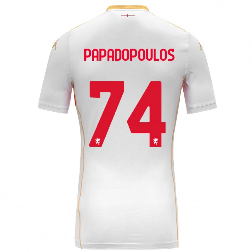 Danxen Niño Camiseta Christos Papadopoulos #74 Blanco Rojo 2ª Equipación 2025/26 La Camisa