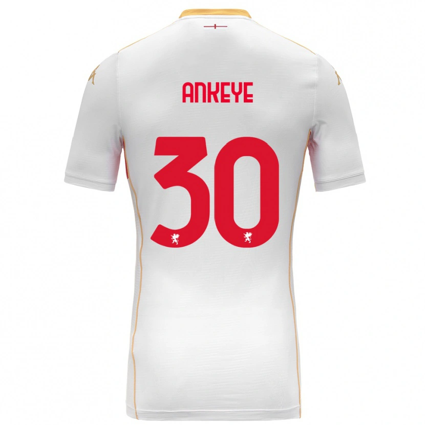 Danxen Niño Camiseta David Ankeye #30 Blanco Rojo 2ª Equipación 2025/26 La Camisa