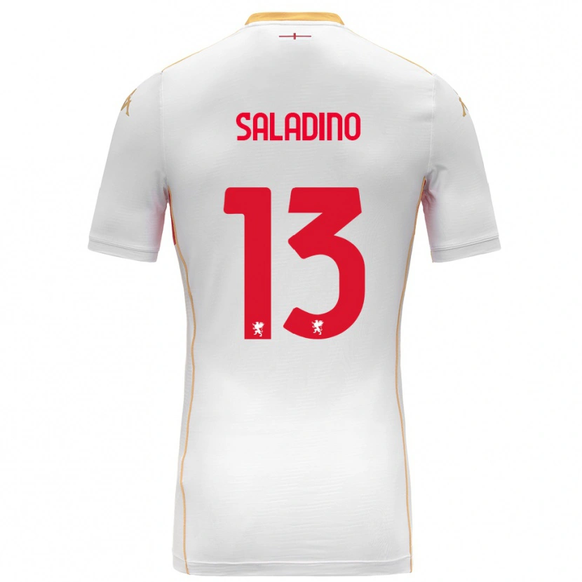 Danxen Niño Camiseta Luca Saladino #13 Blanco Rojo 2ª Equipación 2025/26 La Camisa