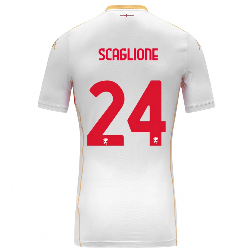 Danxen Niño Camiseta Roberto Scaglione #24 Blanco Rojo 2ª Equipación 2025/26 La Camisa