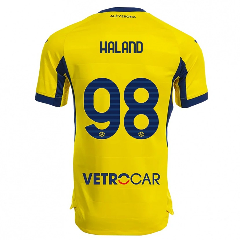 Danxen Niño Camiseta Benedicte Iversen Håland #98 Amarillo Marino 2ª Equipación 2025/26 La Camisa