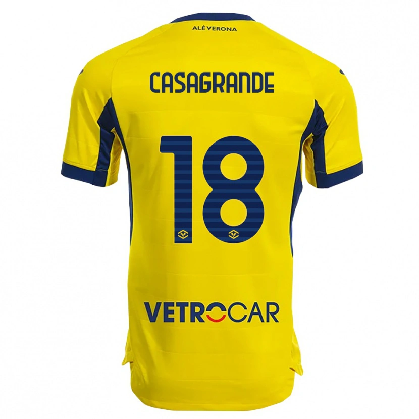 Danxen Niño Camiseta Davide Casagrande #18 Amarillo Marino 2ª Equipación 2025/26 La Camisa