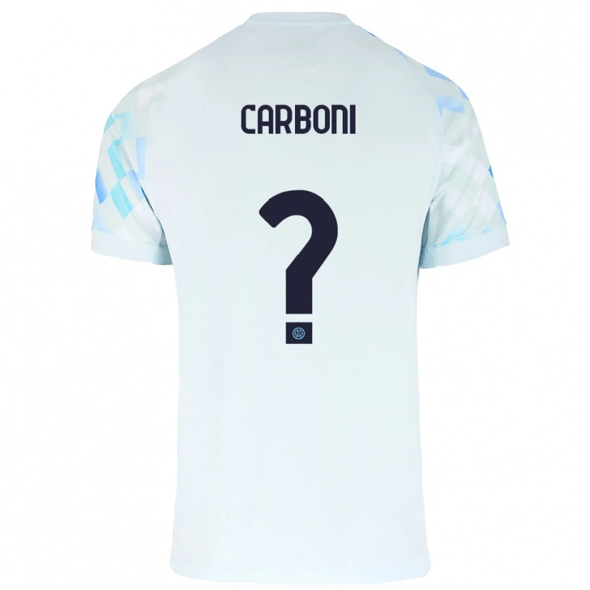 Danxen Niño Camiseta Cristiano Carboni #0 Blanco Azul 2ª Equipación 2025/26 La Camisa