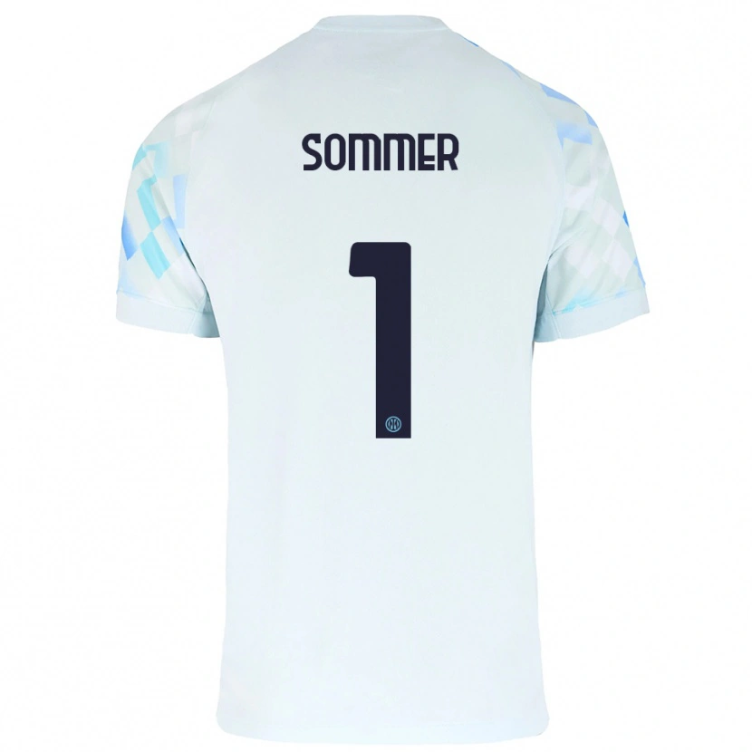 Danxen Niño Camiseta Yann Sommer #1 Blanco Azul 2ª Equipación 2025/26 La Camisa