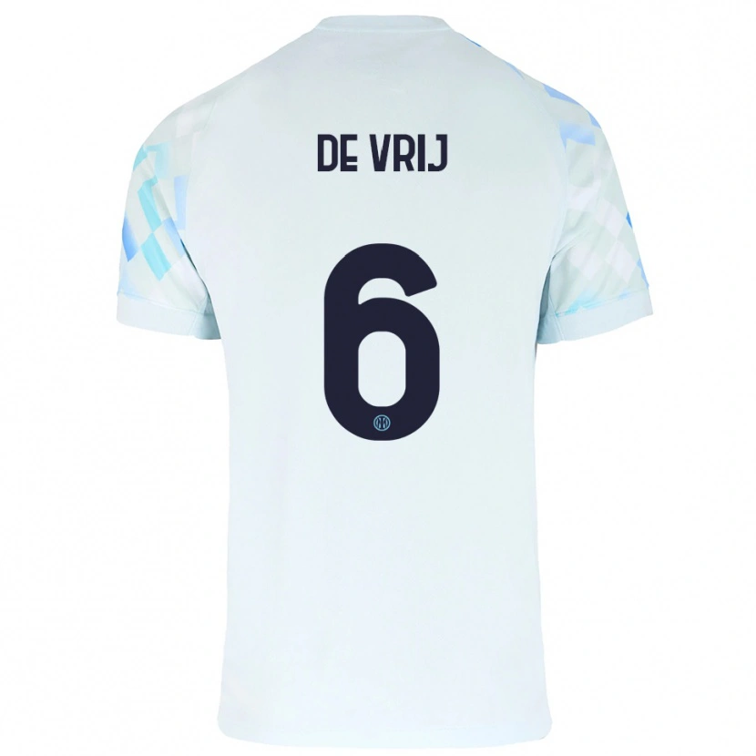 Danxen Niño Camiseta Stefan De Vrij #6 Blanco Azul 2ª Equipación 2025/26 La Camisa
