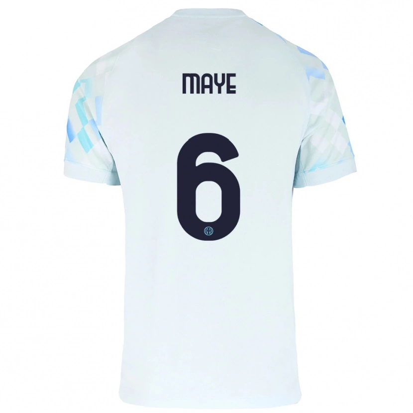 Danxen Niño Camiseta Yvan Maye #6 Blanco Azul 2ª Equipación 2025/26 La Camisa