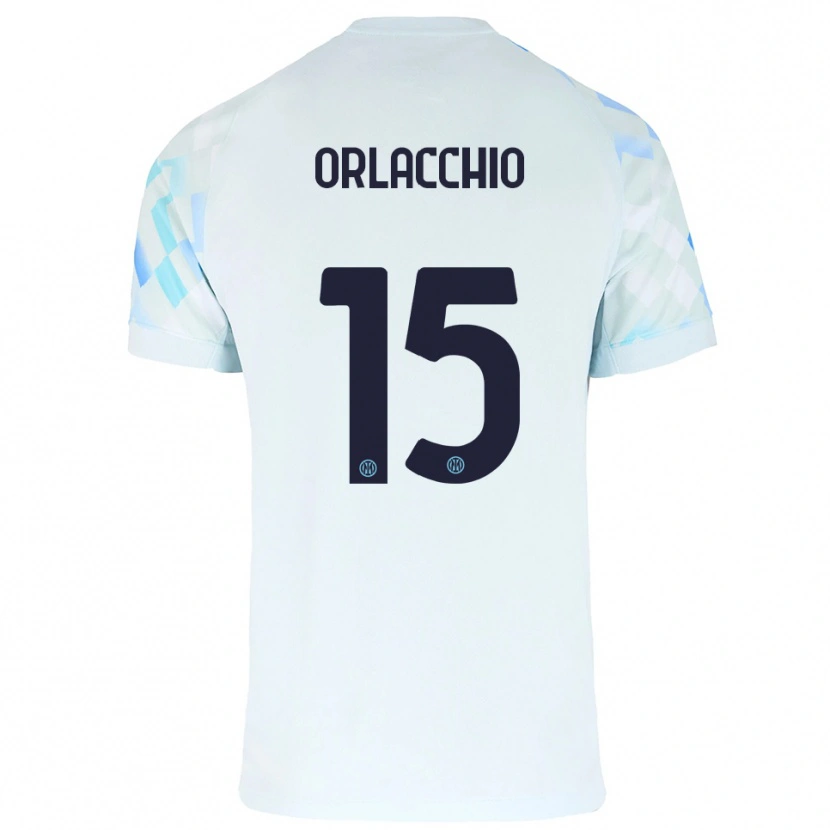 Danxen Niño Camiseta Angelo Orlacchio #15 Blanco Azul 2ª Equipación 2025/26 La Camisa