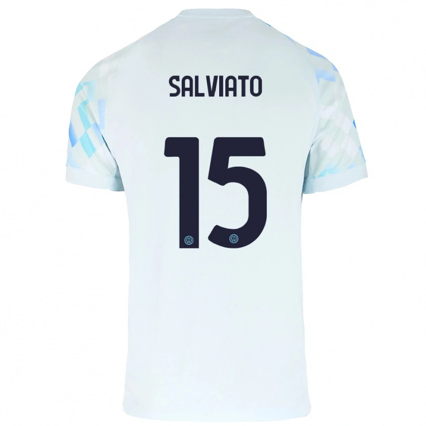 Danxen Niño Camiseta Gabriel Salviato #15 Blanco Azul 2ª Equipación 2025/26 La Camisa