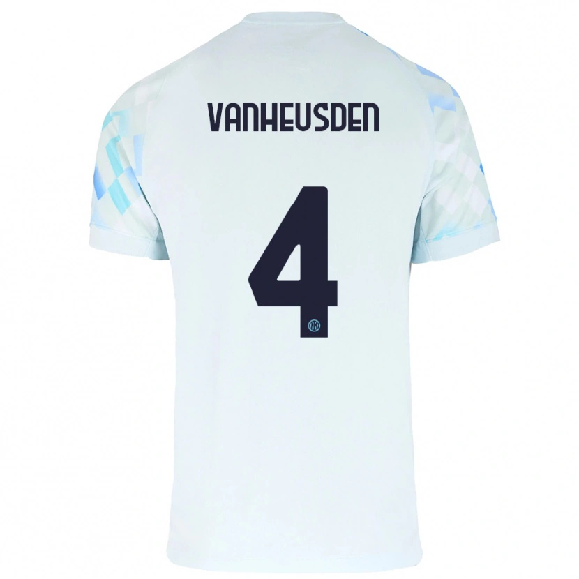 Danxen Niño Camiseta Zinho Vanheusden #4 Blanco Azul 2ª Equipación 2025/26 La Camisa