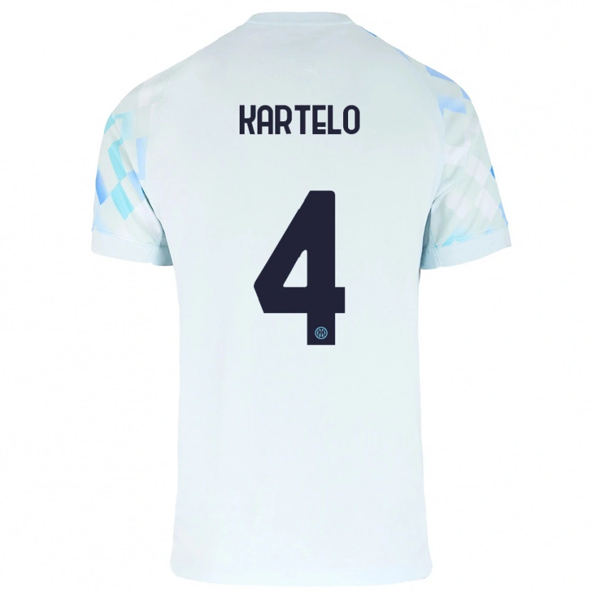 Danxen Niño Camiseta Dominik Kartelo #4 Blanco Azul 2ª Equipación 2025/26 La Camisa