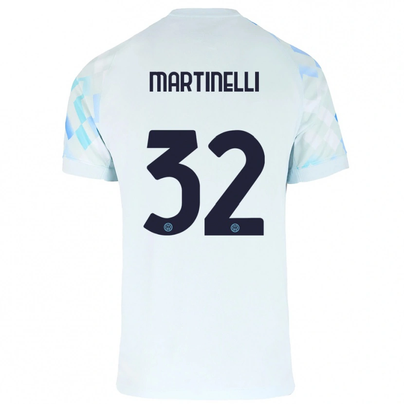 Danxen Niño Camiseta Matilde Martinelli #32 Blanco Azul 2ª Equipación 2025/26 La Camisa