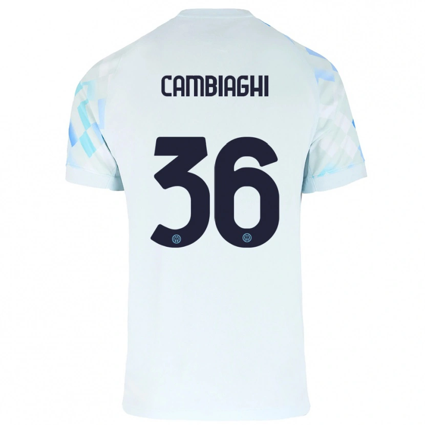 Danxen Niño Camiseta Michela Cambiaghi #36 Blanco Azul 2ª Equipación 2025/26 La Camisa